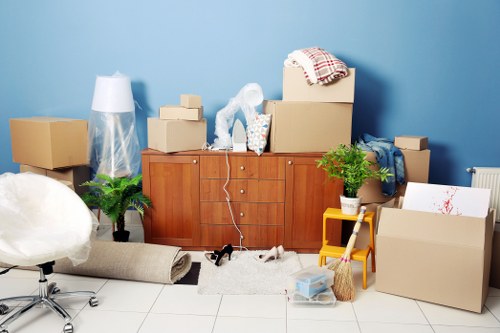 Removal van and moving boxes for a home move in Ruislip