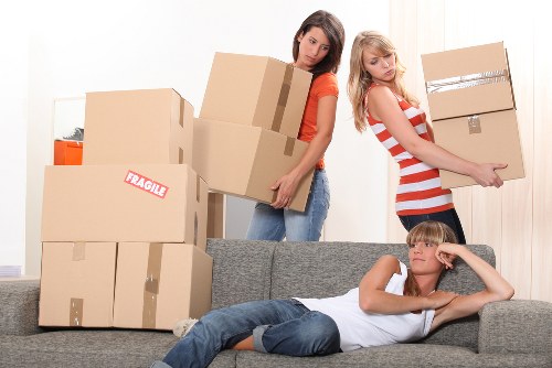Packing office items and files for a move in Ruislip